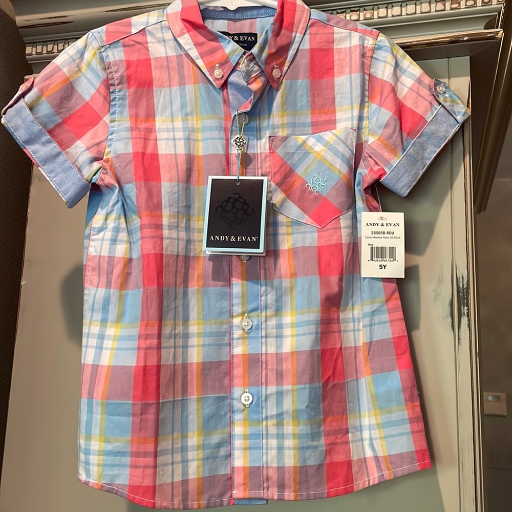 NWT Boys size 5 Andy & Evans Short Sleeve Button Down